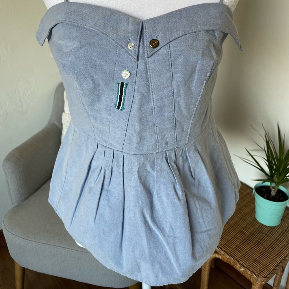 Anthropologie Odille Light Blue Strapless Top
